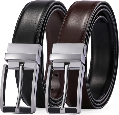 SENDEFN Mens Leather Belt Rotated Buckle Reversible Casual Jeans Dress Belts 1.25" Wide With Gift Box in Saudi Arabia