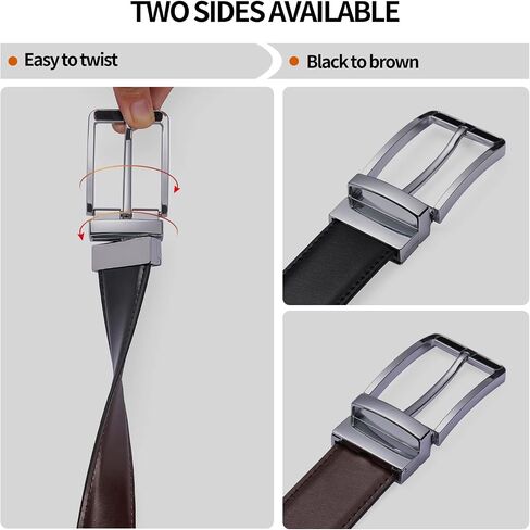 SENDEFN Mens Leather Belt Rotated Buckle Reversible Casual Jeans Dress Belts 1.25" Wide With Gift Box in Saudi Arabia