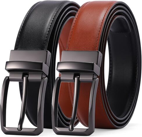 SENDEFN Mens Leather Belt Rotated Buckle Reversible Casual Jeans Dress Belts 1.25" Wide With Gift Box in Saudi Arabia