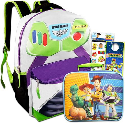 حقيبة ظهر ERUIOLA Buzz Lightyear مع مجموعة صندوق الغداء - حقيبة ظهر Buzz Lightyear للأولاد، صندوق غداء Lightyear، ملصقات، المزيد | حقيبة ظهر توي ستوري للأطفال in Saudi Arabia