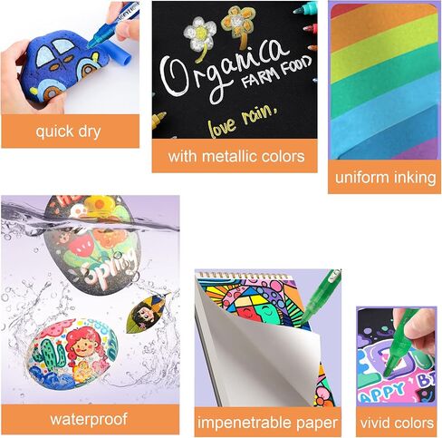 36 قلم طلاء أكريليك ملون من TOWON - أقلام طلاء ذات طرف إزميل رفيع للغاية ومتوسط ​​للرسم على الصخور والخشب والنسيج وإطارات السيارات - حبر مائي مقاوم للماء in Kuwait