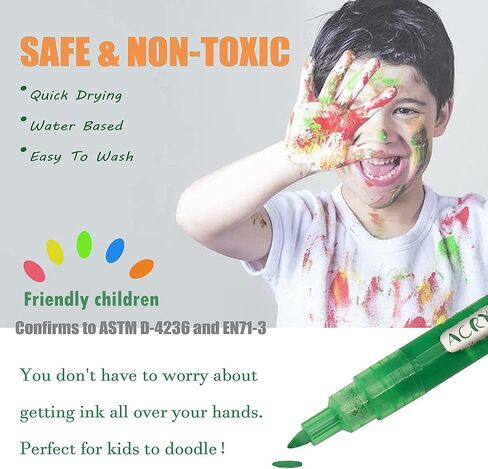 36 قلم طلاء أكريليك ملون من TOWON - أقلام طلاء ذات طرف إزميل رفيع للغاية ومتوسط ​​للرسم على الصخور والخشب والنسيج وإطارات السيارات - حبر مائي مقاوم للماء in Kuwait