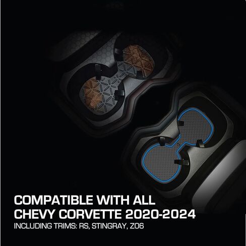 CupHolderHero fits Chevy Corvette Accessories 2014-2024- Premium Custom Interior Non-Slip Anti Dust Cup Holder Inserts, Center Console Liner Mats, Door Pocket Liners 7pc Set (Red Trim) in Saudi Arabia
