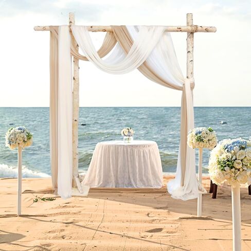 3 Panels Wedding Arch Draping Fabric, Dusty Blue Chiffon Fabric Wedding Backdrop Curtain Sheer Draping Fabric for Wedding Ceremony Party Festivals Stage Decorations (30" x 20ft) in Saudi Arabia