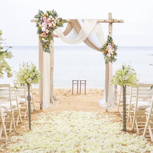 3 Panels Wedding Arch Draping Fabric, Dusty Blue Chiffon Fabric Wedding Backdrop Curtain Sheer Draping Fabric for Wedding Ceremony Party Festivals Stage Decorations (30" x 20ft) in Saudi Arabia