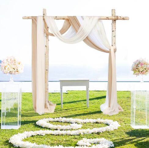 3 Panels Wedding Arch Draping Fabric, Dusty Blue Chiffon Fabric Wedding Backdrop Curtain Sheer Draping Fabric for Wedding Ceremony Party Festivals Stage Decorations (30" x 20ft) in Saudi Arabia