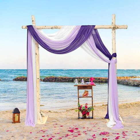 3 Panels Wedding Arch Draping Fabric, Dusty Blue Chiffon Fabric Wedding Backdrop Curtain Sheer Draping Fabric for Wedding Ceremony Party Festivals Stage Decorations (30" x 20ft) in Saudi Arabia