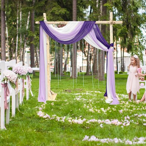 3 Panels Wedding Arch Draping Fabric, Dusty Blue Chiffon Fabric Wedding Backdrop Curtain Sheer Draping Fabric for Wedding Ceremony Party Festivals Stage Decorations (30" x 20ft) in Saudi Arabia