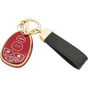 TPU Protective Key Fob Cover Case Compatible with GMC Acadia Yukon Cadillac Escalade SRX Chevy Suburban Tahoe Traverse Buick Enclave Pontiac Torrent Key Fob (Black)