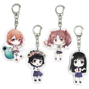 Inc. - Set of 4 A Certain Scientific Railgun Acrylic Keychain Mikoto Misaka, Kuroko Shirai, Ruiko Saten, Kazari Uiharu v1