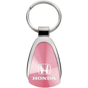 Honda Genuine Pink Logo Metal Chrome Tear Drop Key Chain Ring Fob