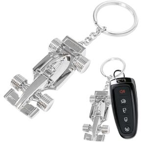 F1 Race Car Keychain, Party Favor Auto Keyring Racing Model Gift for Father Husband Boyfriend, Metal Key Fob Holder (Solid)