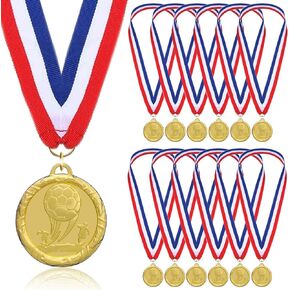 Soccer Medals for Awards for Kids Adults, 12-Pack Gold Metals Awards Medal for Kid’s Sports Soccer Team Participation Trophies, Soccer Party Favors, 2 Inches