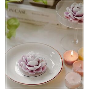 Jasmine Flower Shape Scented Candle,50G Multicolour Romantic Soy Wax Aesthetic Decorative Healing Candle for Valentine's Day Wedding Birthday,Prefect Gift for Meditation Stress Relief Mood (Red)