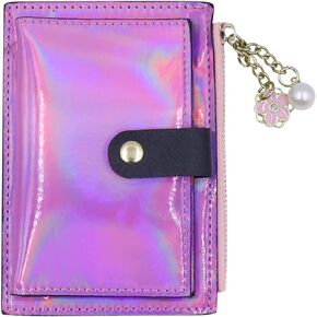 RARITYUS Unisex Slim Credit Card Holder Wallet Holographic Coin Purse with Key Ring Keychain for Girls Women Men