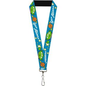 Lanyard Toy Story Pizza Planet Space Aliens Pose Blue Yellow White
