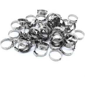 50 Pcs 1/2 Inch PEX Crimp Rings PEX Hose Cinch Clamps, 304 Stainless Steel Clamps PEX Metal Pinch Clamps, PEX Fitting Clamps for PEX Tubing Pipe Fitting Connections, Silver