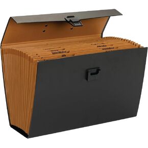 Smead A-Z and Subject Expanding File Box, 19 Pockets, Printed Alphabetic (A-Z)/Subject, Latch Closure, Legal Size, Black (70804)
