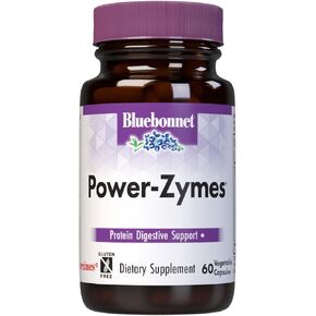 Bluebonnet Nutrition Power-Zymes, Protein Digestive Support*, Soy-Free, Gluten-Free, Dairy-Free, 60 Vegetable Capsules, 60 Servings