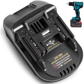 Battery Adapter DM18M for Makita 18V Tools, for Dewalt 20V & for Milwaukee M18 18V Battery to for Makita 18V Battery Tools, with USB Charging Port