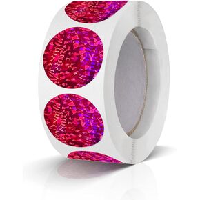 Round Stickers Pink 1 Inch Circle Labels Color Coding Glitter Sparkle Dot Sticker Waterproof Removable Roll of 500