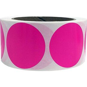 Hot Pink Color Coding Labels for Organizing Inventory 2 Inch Round Circle Dots 500 Total Adhesive Stickers On A Roll