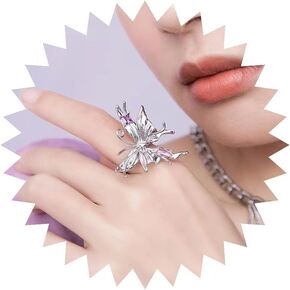 Gothic Spider Rings Halloween Black Silver Spider Statement Rings Adjustable Opal Spider Open Band Rings Jewel Rings Costume Party Gifts for Women and Girls