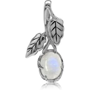 Silvershake Natural Moonstone 925 Sterling Silver Leaf Vintage Inspired Pendant