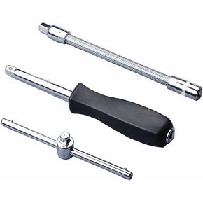1/4" Drive Spinner Handle with 1/4" Drive Sliding T-Handle and 1/4" Drive Flexible Socket Extension Bar Set(3pcs)