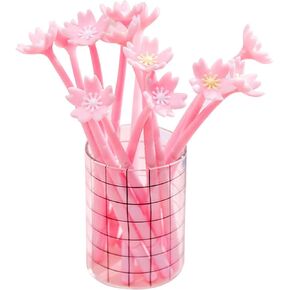 YYaaloa 12pcs Cute Pink Flower Gel Ink Pens Writing Pens 0.5 mm Black Ink Fun Kawaii Pens Bulk for Kids Office School Supplies