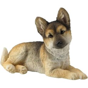 Veronese Design 4 1/2 Inch German Shepherd Puppy Sitting Tilted Head Resin Animal Sculpture
