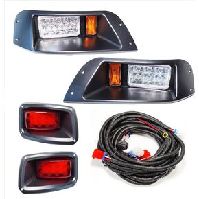 Golf Cart LED Lights Kit Compatible with EZGO TXT Gas and Electric 1996-2013 Headlight & Tail Light Replacement with Installation Instruction and Cutting Templates