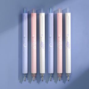 Kaco Gel Pens Cute Stationery 6 Pieces 0.5mm Fine Point Aesthetic Retractable Pens, 4 Black and 2 Coral Ink, Office School Supplies Christmas Holiday Gifts