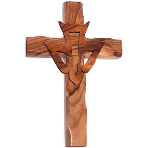 Holy Land Market Olive Wood Cross With Dove (5 inches High)