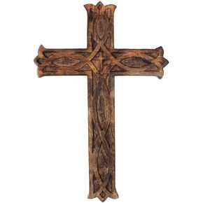 KSJONE تصميم عتيق ريفي وعتيق المظهر، جدار خشبي للتعليق على شكل صليب ديكور ديني، منحوتة فنية روحية، ديكور غرفة المعيشة المنزلي، ملحق لعيد الميلاد والمناسبات الأخرى 10 بوصة in Kuwait