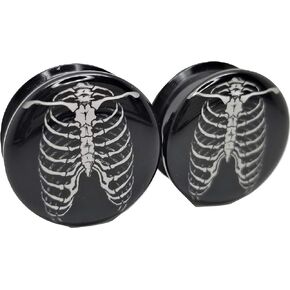 Rib Cage Ear Plugs - Acrylic Screw-On - 10 Sizes Pair*