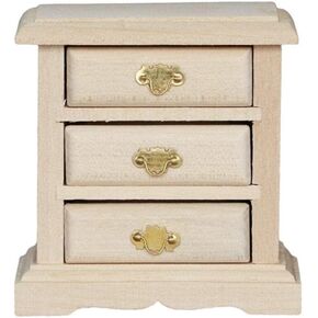 Veemoon Unfinished Miniature Dollhouse Bedside Table Wooden Drawer Cabinet Dollhouse Decorations Diy Mini Furniture Dollhouse Accessories Photo Props(1:12)