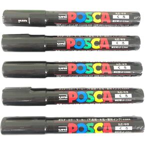 Mitsubishi Pencil [5 Pens Set!!] uni Posca Poster color marker Super Thin PC-5M Black from Japan