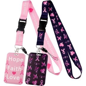 Purple ID Badge Holder Lanyard for Keys Cute Key Keychain Lanyard for ID Badges for Women Teachers Girls Aesthetic Preppy School Lanyard ID Holder(Love Heart)