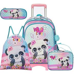 Egchescebo School Kids Rolling Backpack for Girls and Boys With Wheels Trolley Wheeled Bags