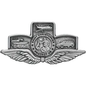 St Christopher Medal Pendant W Wings Visor Clip Visor Clips