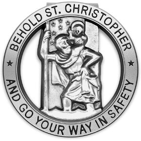 St Christopher Medal Car Saint Christopher Visor Clip Auto Sun Visor Accessories Bless Driving Safety Religious Gift for Driver, Parent, Family, Friend (1 Pcs)