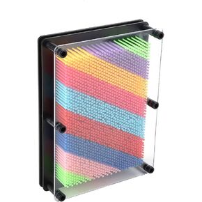 3D Pin Art Board, Rainbow Sensory Needles Fidget Palm Board, Classic Desktop Novelty Sculpture Impression Needle Art Toy, Pin Art Sculpture for Kids and Adult(Black-Small)