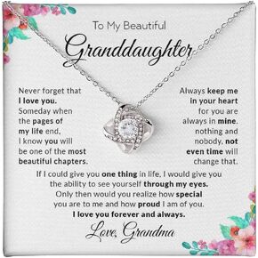 To My Granddaughter Necklace Birthday Gifts, Granddaughter Necklace from Grandma, Gifts For Granddaughter with Message Card and Gift Box