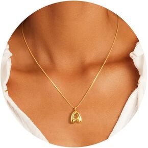 Initial Necklaces for Women Girls, Dainty Balloon Bubble Letter Necklace,14K Gold Plated Dainty Alphabet Pendant Choker Necklace Trendy Cute Personalized Monogram Name Necklace Gold Jewelry Necklace for Teen Girls Gift