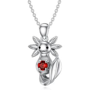 Hancock 3D Axolotl Necklace Sterling Silver Cute Tiny Axolotl Pendant Jewelry Animal Gifts for Women Men Girls Boys