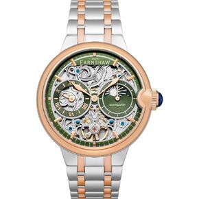 Thomas Earnshaw Barallier Sun Moon Dual Time Men's Automatic 42mm Watch with Solid Stainless Steel Bracelet ES-8242