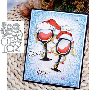 Christmas Wine Glasses Santa Hats Metal Die Cuts,Christmas Snata Cutting Dies Cut Stencils for DIY Invitation Card Scrapbooking Album Embossing Paper Dies Card Making