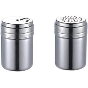 2 PCS Stainless Steel Spice Shakers Salt Sugar Spice Pepper Shaker Seasoning Cans For Kitchen Cooking and Outdoor Barbecue(5 oz)