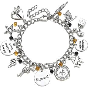 Blingsoul Disc Charm Bracelets for Girls - 9.8" Adjustable Rise Up Musical Merchandise Silver Bracelet Women Jewelry Broadway Hamiltn Gift